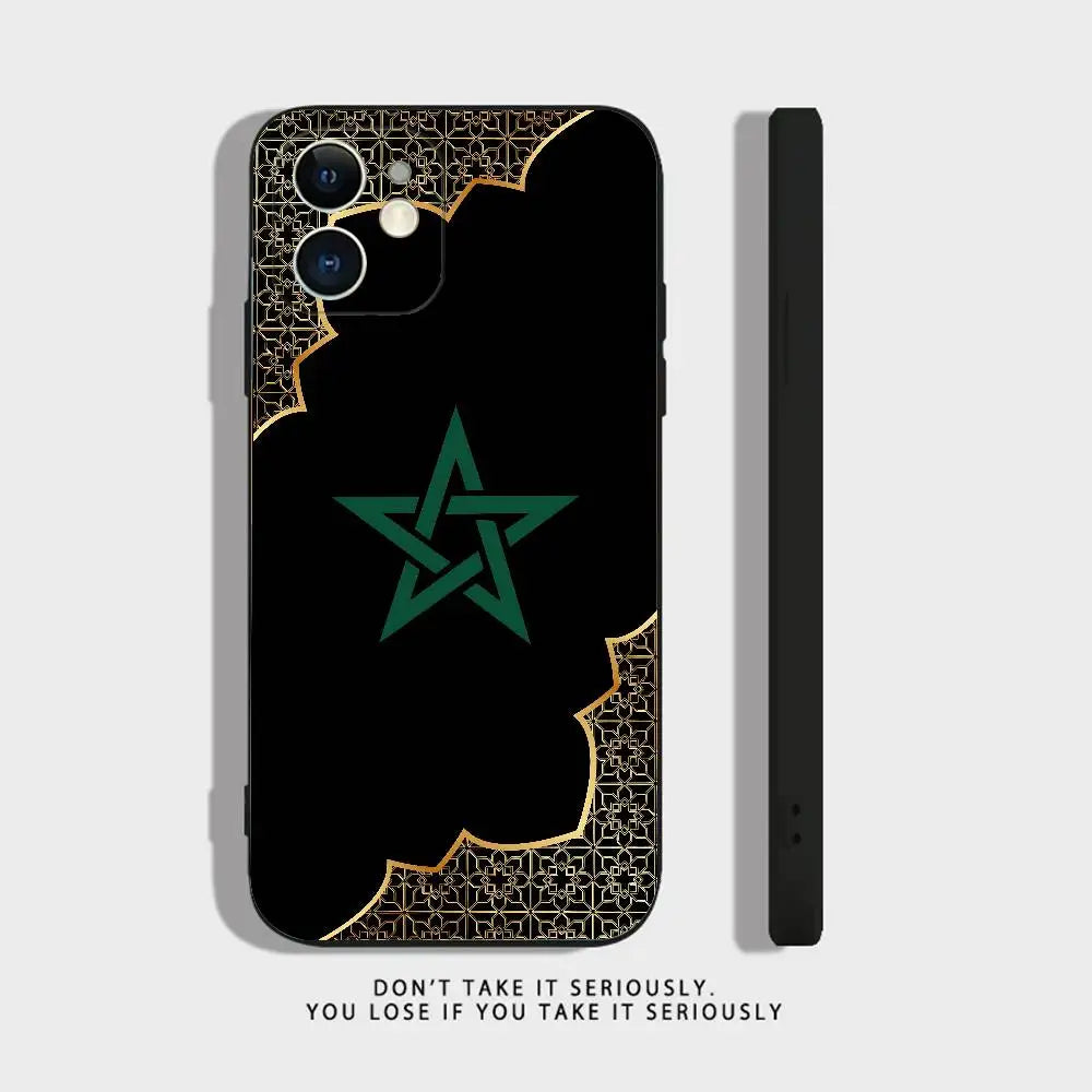 Morocco Flag Phone Case For iPhone 17 16,15,14,13,12,11,Pro,XS,Max,XR,Plus,Mini Soft Silicone Black Shockproof