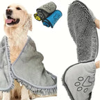 Large Soft Pet Bath Towel Quick-Drying Super Absorbent Foldable Skin-Friendly Cat Dog Bath Robe for Comfortable Cleaning