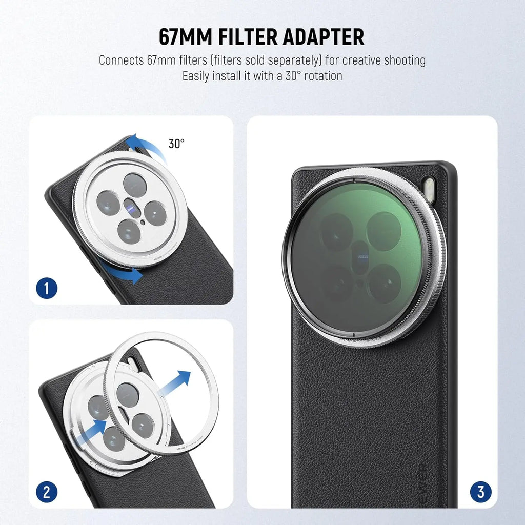 NEEWER Protective Phone Case For VIVO X200 Pro/ULTRA/X100 ULTRA Heavy Duty TPU + PC Faux Leather with 17mm Lens Mounts