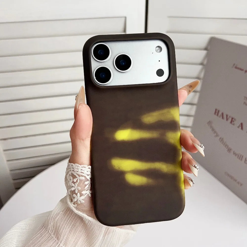Thermal Sensor Color Change Phone Case for iPhone 17 Pro Max Air 17ProMax 17Pro Cover Magical Physical Shockproof Shell Fundas