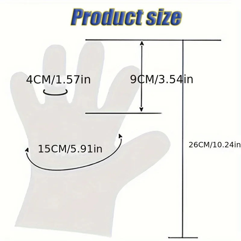 100/200/500PCS Disposable PE Gloves Plastic Gloves Terrace Pet Supplies Salon Catering Services Multi Purpose Household Tools