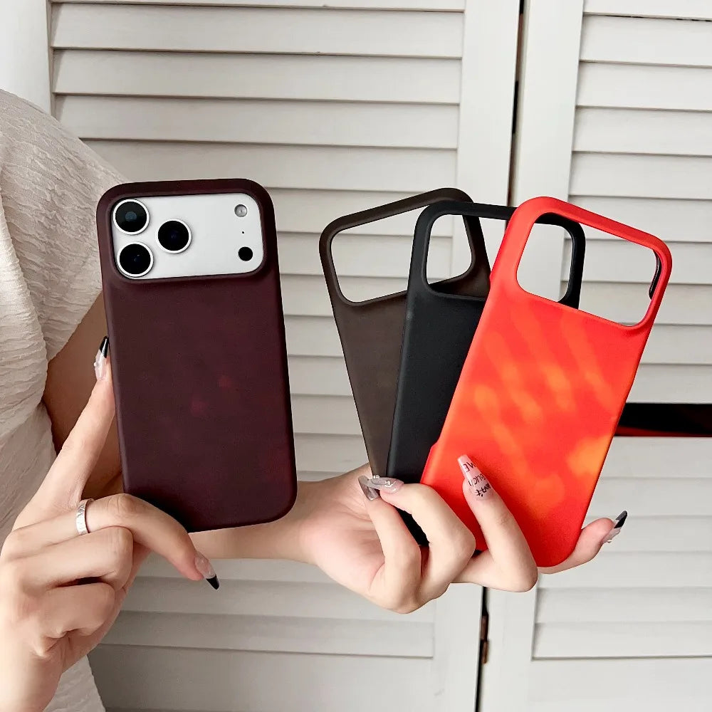 Thermal Sensor Color Change Phone Case for iPhone 17 Pro Max Air 17ProMax 17Pro Cover Magical Physical Shockproof Shell Fundas
