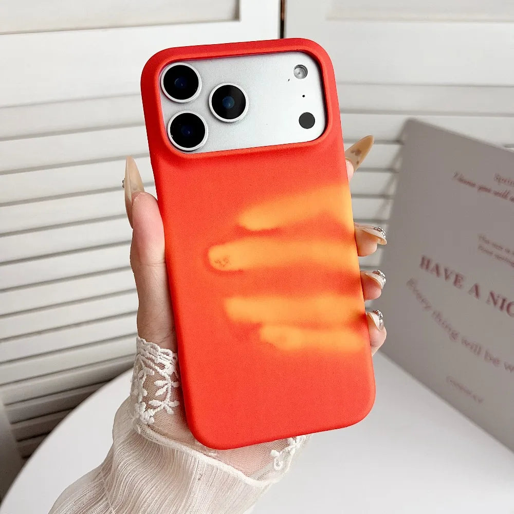 Thermal Sensor Color Change Phone Case for iPhone 17 Pro Max Air 17ProMax 17Pro Cover Magical Physical Shockproof Shell Fundas