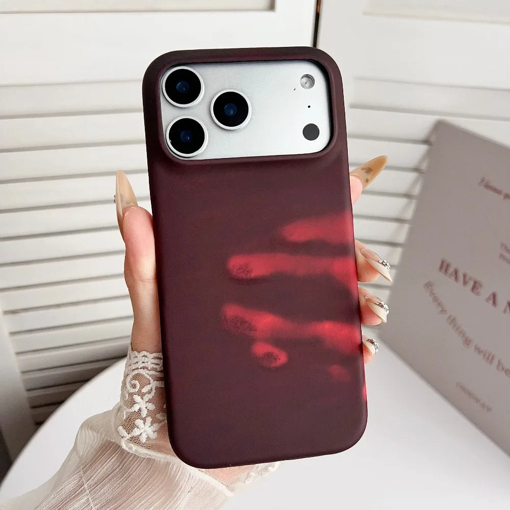 Thermal Sensor Color Change Phone Case for iPhone 17 Pro Max Air 17ProMax 17Pro Cover Magical Physical Shockproof Shell Fundas