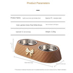 Pet Supplies Bow-tie Bowknot Cat /Dog Food Bowl PP Base Stainless Steel Double Pet Accessories Feeding Drinking Double Bowl