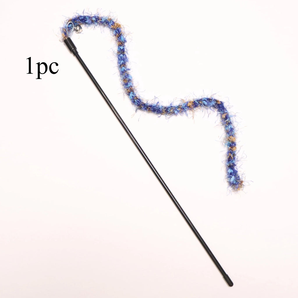 2/3/4pcs Colorful Striped Plush Rope Cat Teasing Stick Toy Knitting Wool Pet Toys